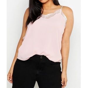 NWT Plus Lace Detail Woven Cami